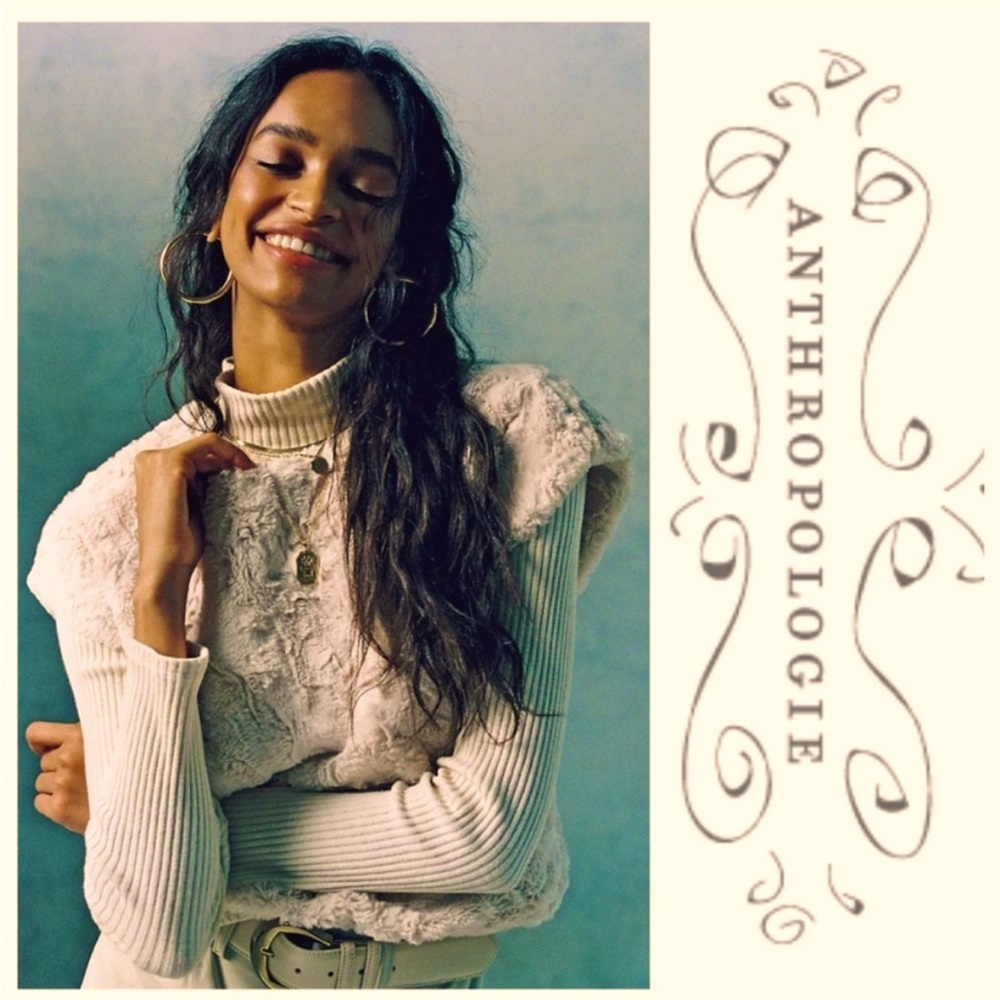 Anthropologie Maeve Faux Fur Cropped Top